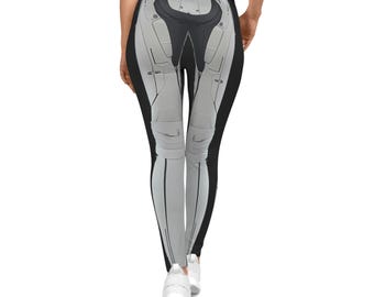 Leggings de licra para mujer con diseño de robot ciberpunk blanco