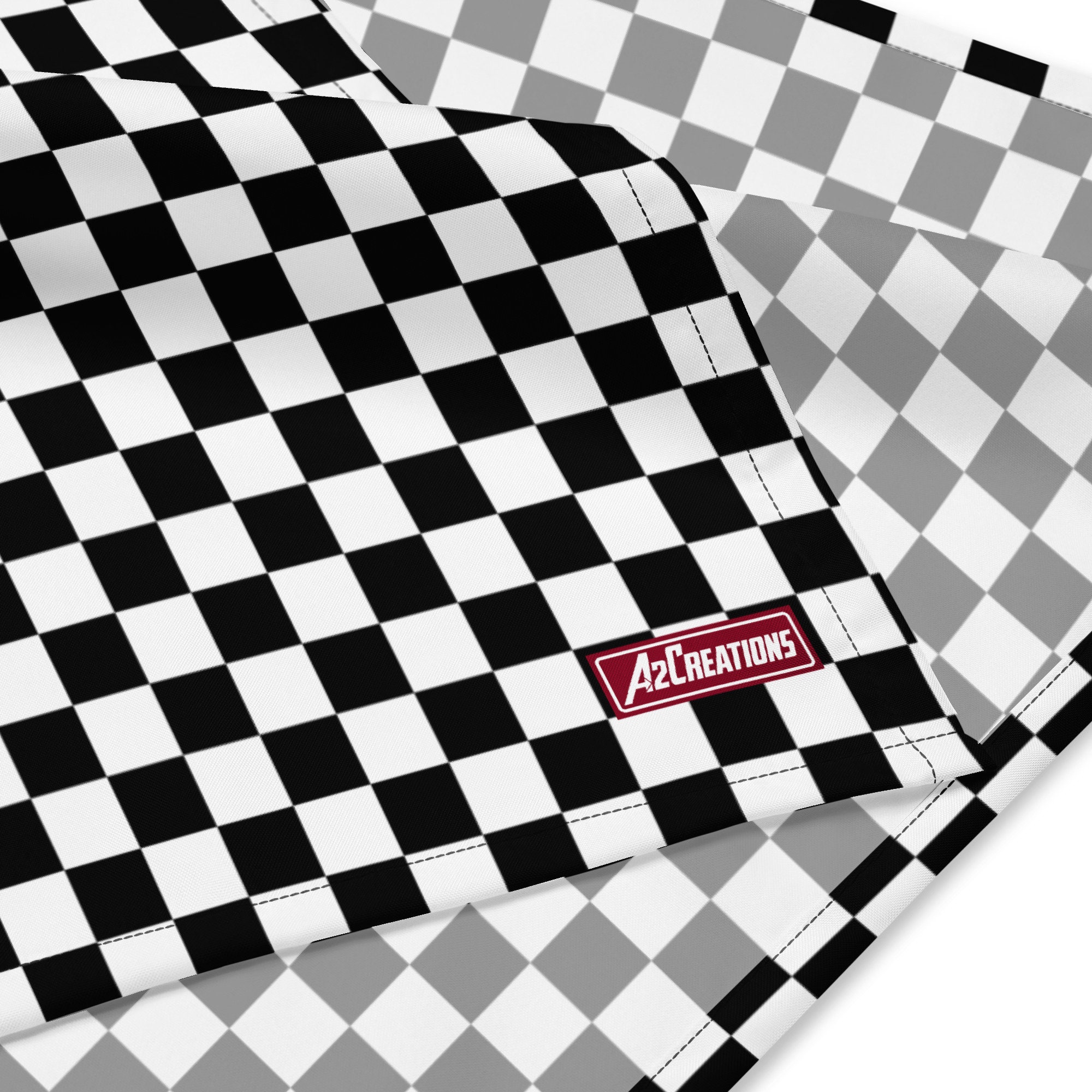 B&W Checkered Pattern Bandana