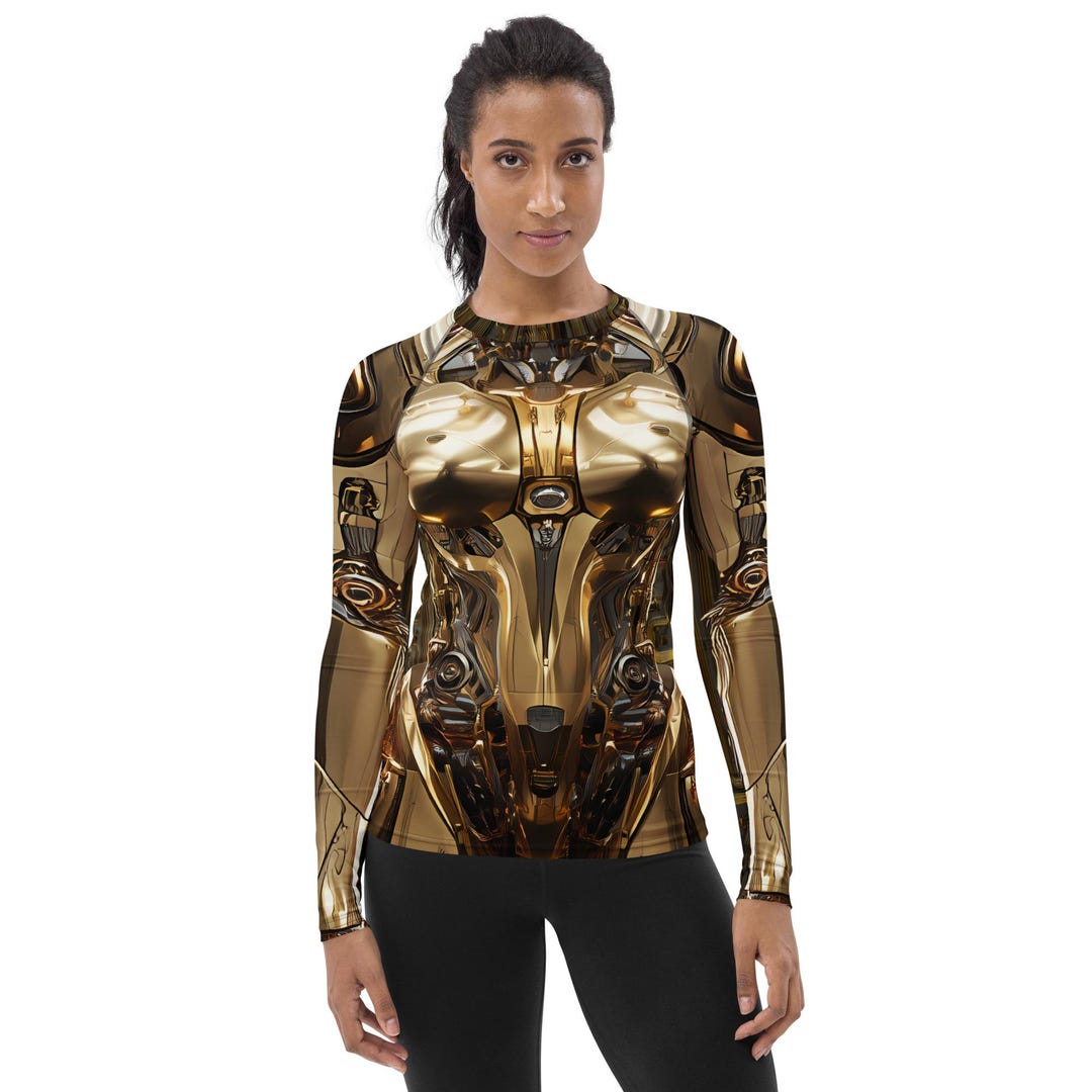 Gold Rash Guard Designs Women's Gold Robotic Rash Guard - Etsy