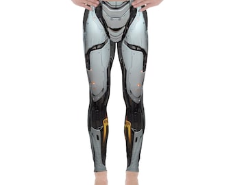 White Cyberpunk Robot Men&#39;s Leggings