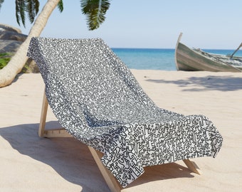 Haring Inspired Beach Towel - Guerrilla Art Essential Beach