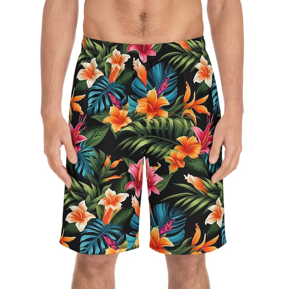 Hawaiian Style Floral Men's Board Shorts - Etsy