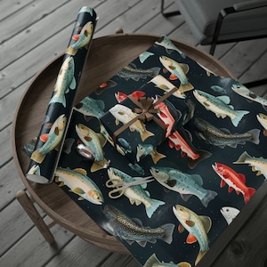 Swimming Trout Pattern Wrapping Paper