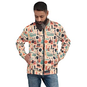 Musical Instrument Pattern Unisex Bomber Jacket