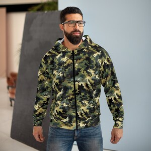 Digitaal Woodland Camo-patroon 1 Unisex hoodie met rits