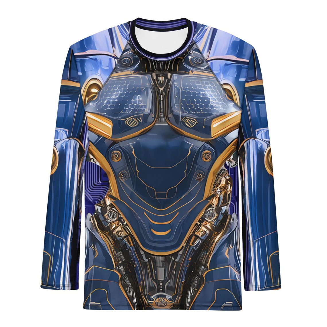 Gold Rash Guard Designs Men's Blue & Gold Robotic Rash Guard - Etsy