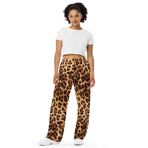 Leopard Print Wide-Leg Pants