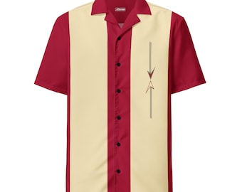 Vintage Style Brick & Sand Unisex Bowling Shirt