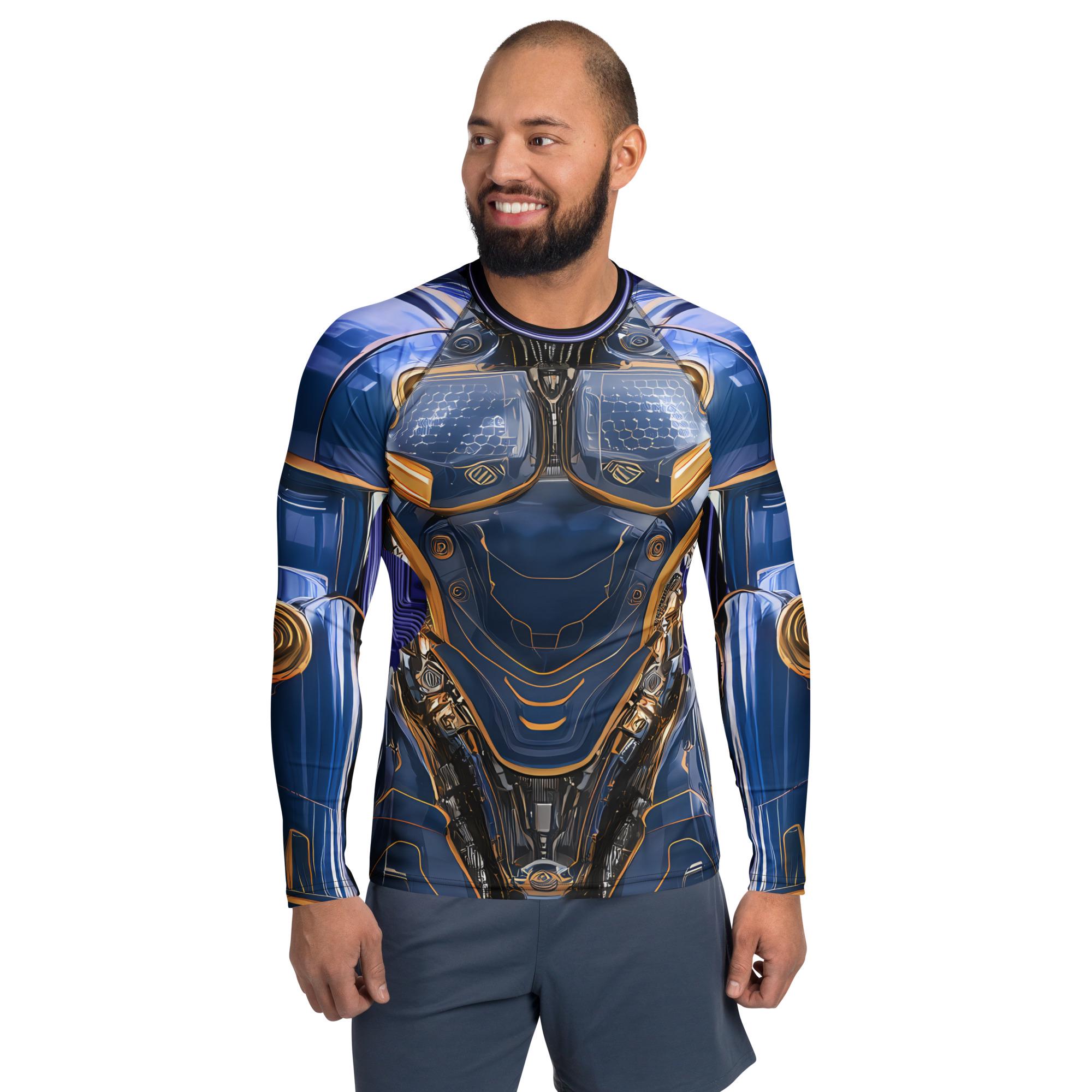 Gold Rash Guard Designs Men's Blue & Gold Robotic Rash Guard - Etsy