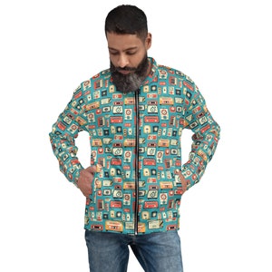 Retro Radio Pattern Unisex Bomber Jacket