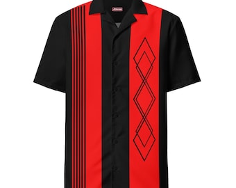 Camisa de bolos unisex estilo vintage negra y roja España