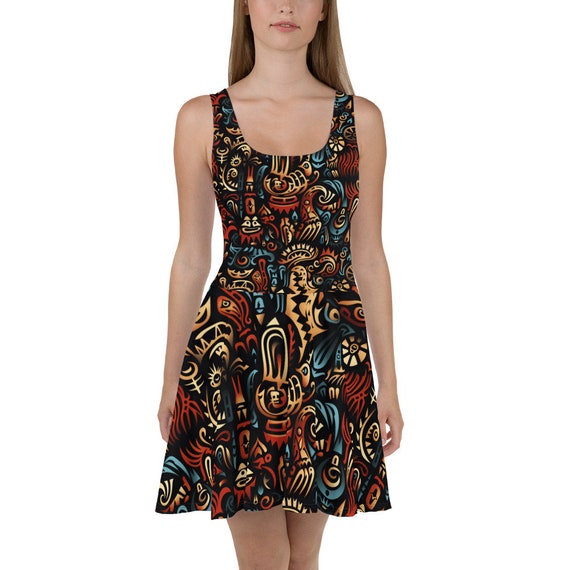 tribal print skater dress Y2k Victoria's Secret PINK Geometric Tribal Print Skater Dress Pink Black  XS