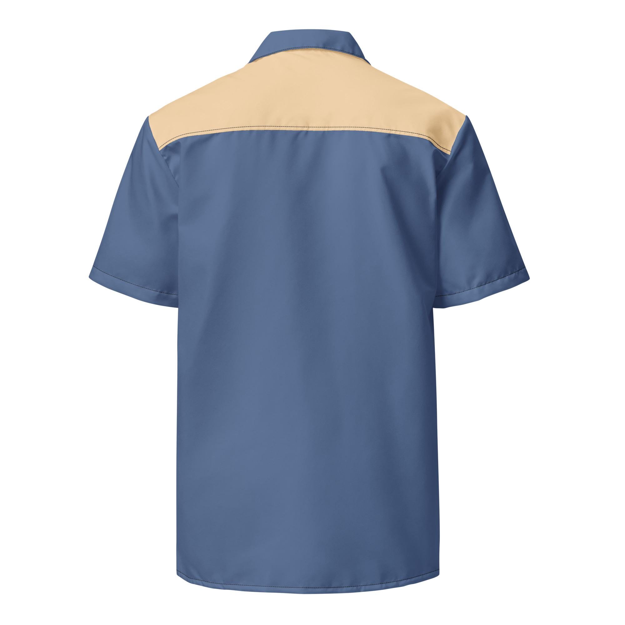 Vintage Style Blue & Tan Unisex Bowling Shirt - Etsy