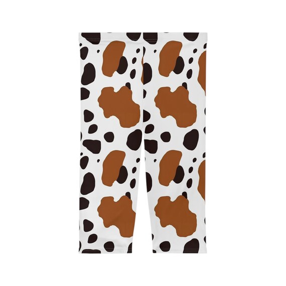 Women's Cow Skin Pattern Capri Leggings