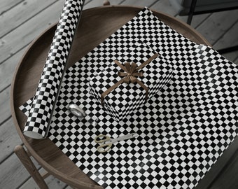 B&W Checkered Pattern Wrapping Paper