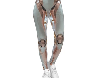 Leggings de licra con diseño de muñeca robot para mujer