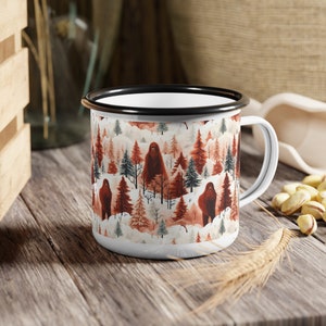 Sasquatch Pattern Enamel Camp Cup