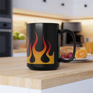 Retro Hot Rod Flames Black Mug, 15oz