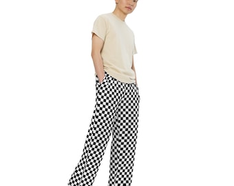 Checkered Pattern unisex wide-leg pants