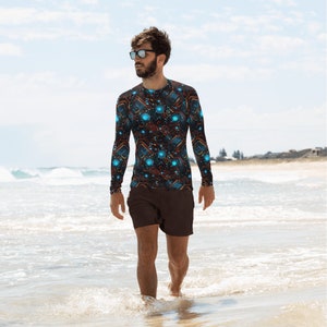 Techno-Electronica Pattern 1 Men&#39;s Rash Guard