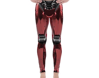 Leggings para hombre con diseño de robot ciberpunk rojo