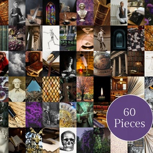 Dark Academia Aesthetic Wall Collage Kit | Indie Room Decor, Vintage Wall Collage Kit, Aesthetic Decor