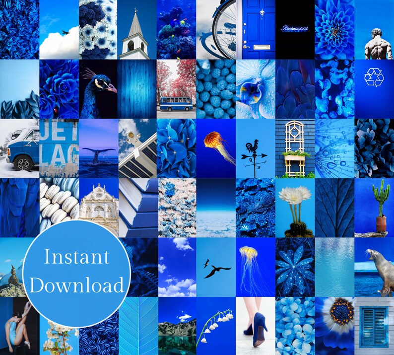 Blue Wall Collage Kit Indie Room Decor, VSCO Wall Collage Kit Etsy