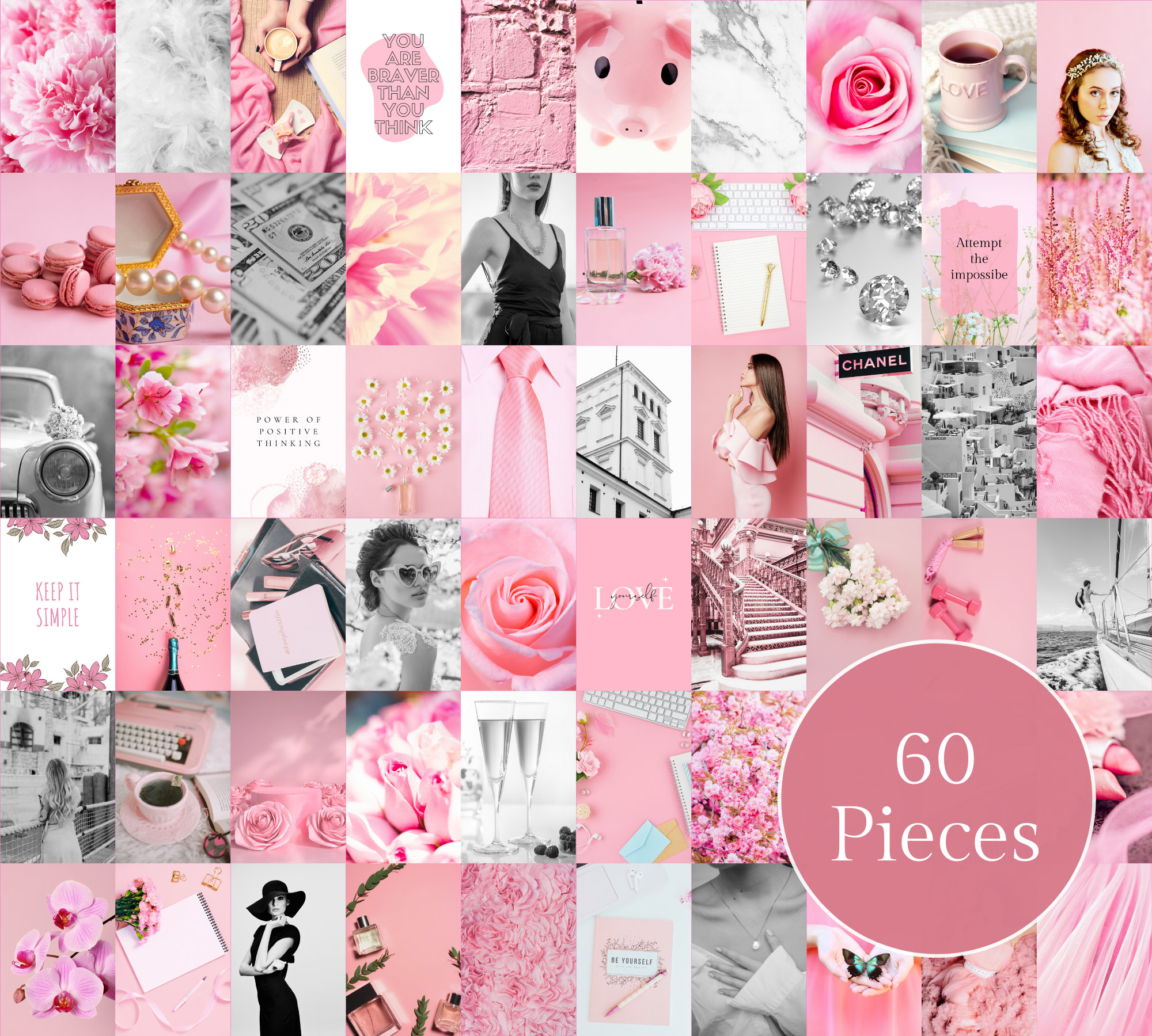 Printed Pink Girl Boss Wall Collage Kit Indie Room Decor Etsy