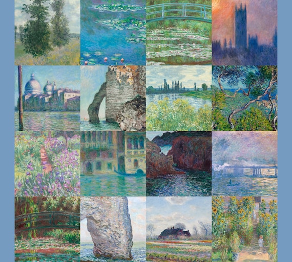 Monet Impressionist Wall Collage Kit | Cottagecore Decor | Vintage