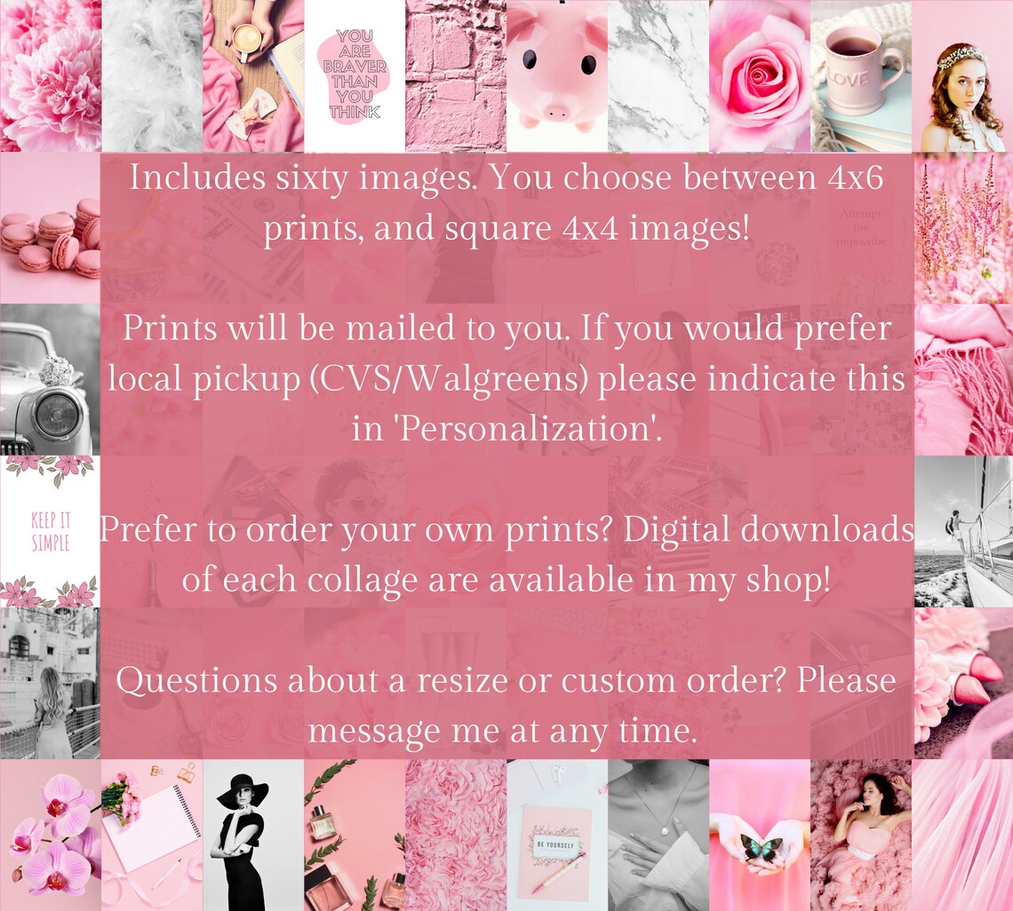Printed Pink Girl Boss Wall Collage Kit Indie Room Decor Etsy