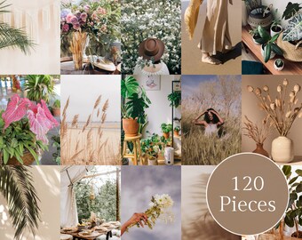 Boho Wall Art Collage Kit | Aesthetic Indie Room Decor | Photo Wall Collage Kit | Neutral Room Decor | Bohemian Vibes