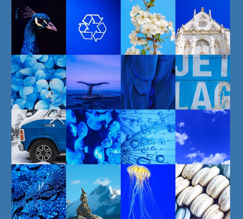 Blue Wall Collage Kit Indie Room Decor, VSCO Wall Collage Kit Etsy