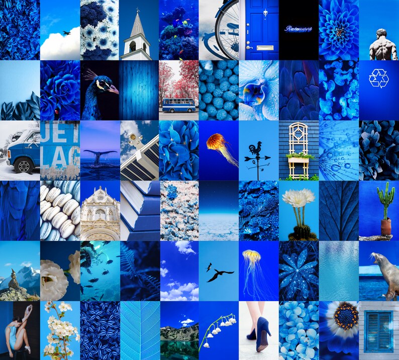Blue Wall Collage Kit Indie Room Decor, VSCO Wall Collage Kit Etsy