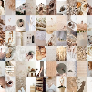 Neutral Aesthetic Wall Collage Kit | Indie Room Decor, VSCO Wall Collage Kit, Boho Wall Art Collage Kit