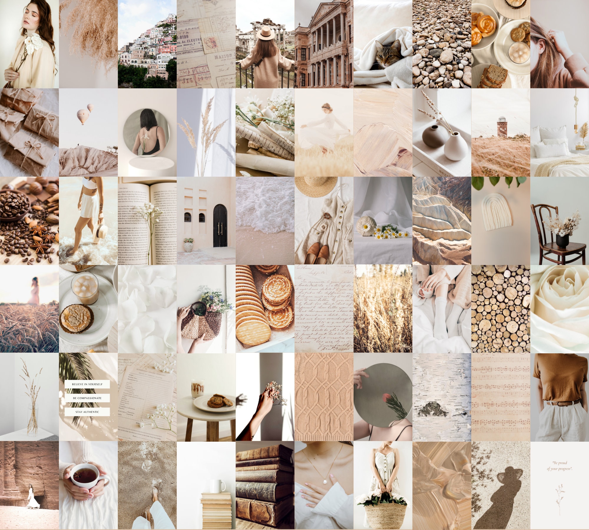 Neutral Aesthetic Wall Collage Kit Indie Room Decor VSCO 