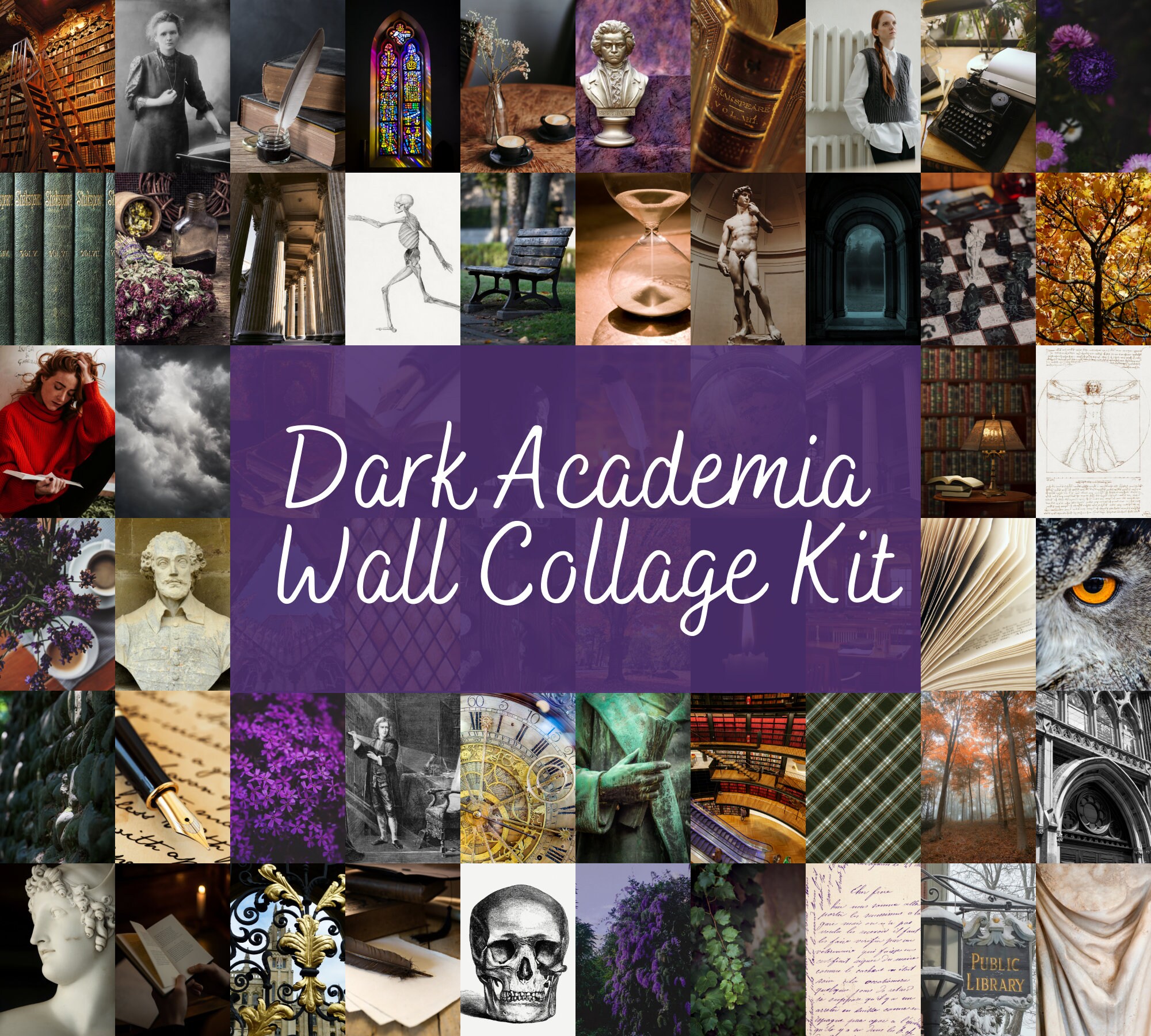 Dark Academia Aesthetic Wall Collage Kit Indie Room Decor - Etsy
