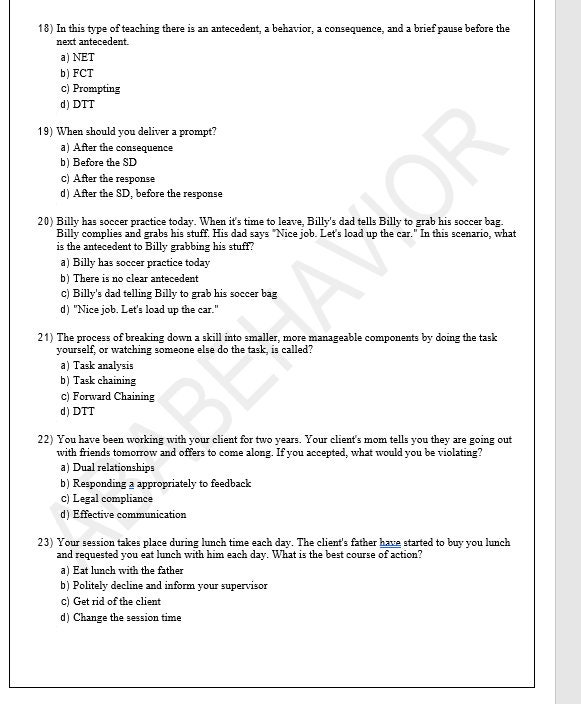 RBT Mock Exam 1 85 Questions 15 Bonus Questions Answer Key RBT Practice