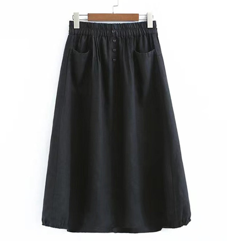 100% Linen Mid-calf Skirt/high Waisted A-line Skirt/elastic - Etsy