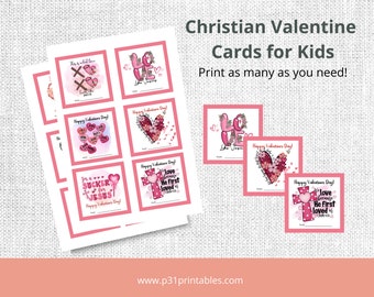 Christian Valentine Cards for Kids, Printable Valentines, School Valentines