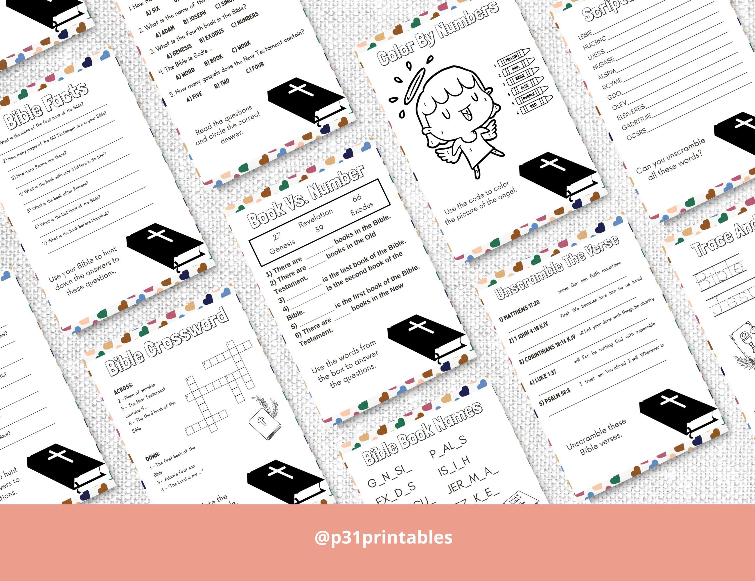 Bible Activities Printable for Kids - Etsy