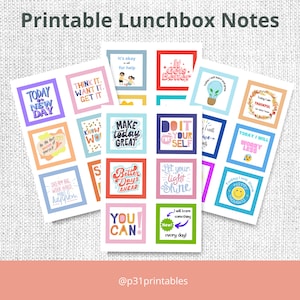 Printable Lunch Box Notes for Kids