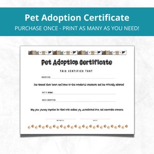 Adoptiecertificaat voor huisdieren