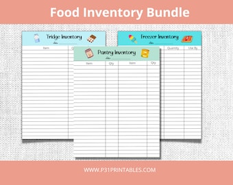 Food Inventory Printable Bundle: Pantry, Fridge, Freezer (PDF)