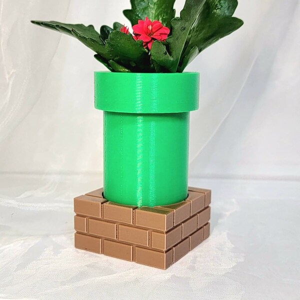 Maceta de plantador de tuberías / Tubo de tubería de urdimbre inspirado en Mario / Maceta gigante grande / Decoración de escritorio de oficina / Suculenta / Cactus / Portavasos de lápiz