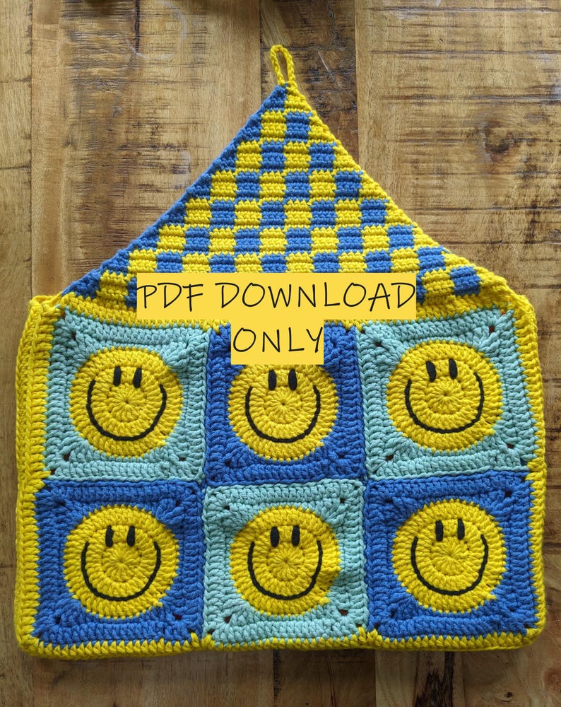 Smiley Granny Square Laptop Case Crochet Pattern - Etsy