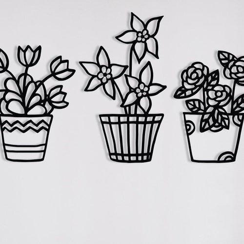 3 Piece Flower Metal Wall Art Formal Home Decor Etsy