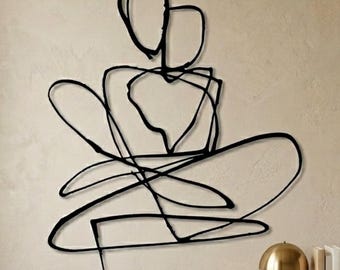 Abstract Couple Metal One Line Art, Love Couple Wall Art, Wedding Gift, Modern Bedroom Wall Art, Couple Gift, Bathroom Art, Boho Home Decor