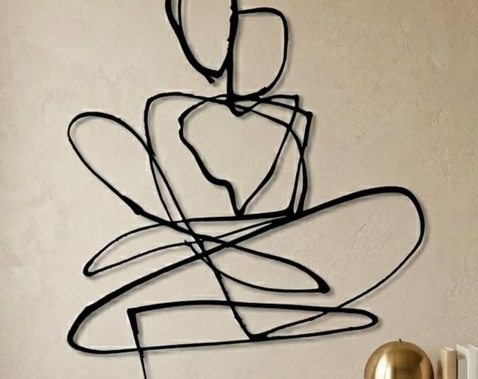 Abstract Couple Metal One Line Art, Love Couple Wall Art, Wedding Gift, Modern Bedroom Wall Art, Couple Gift, Bathroom Art, Boho Home Decor