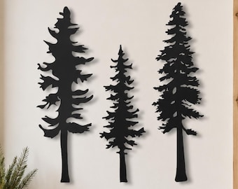 Metal Three Pine Trees Wall Decor, Nature Lover Gift, Above Fireplace Wall Art, Metal Nature Art, Fireplace Artwork, Farm House Gift
