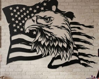 American Eagle Metal Wall Art, American Flag Wall Decor, US Large Metal Eagle Wall Sign, Fourth of July Independence Day Flag,Patriotic Gift